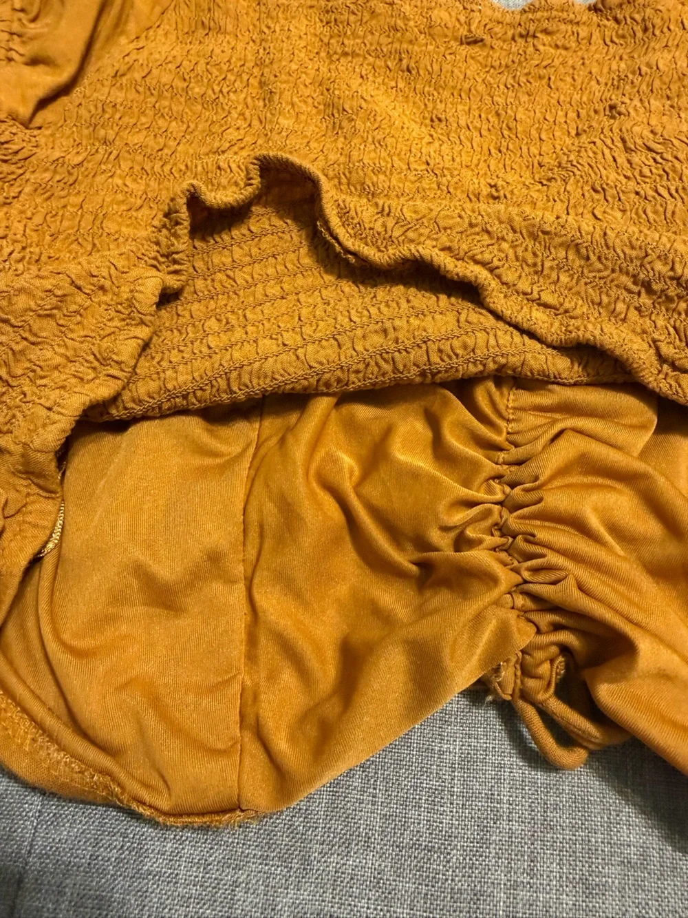 Japna Yellow Mustard Peasant Blouse with drawstring - Picture 4 of 6